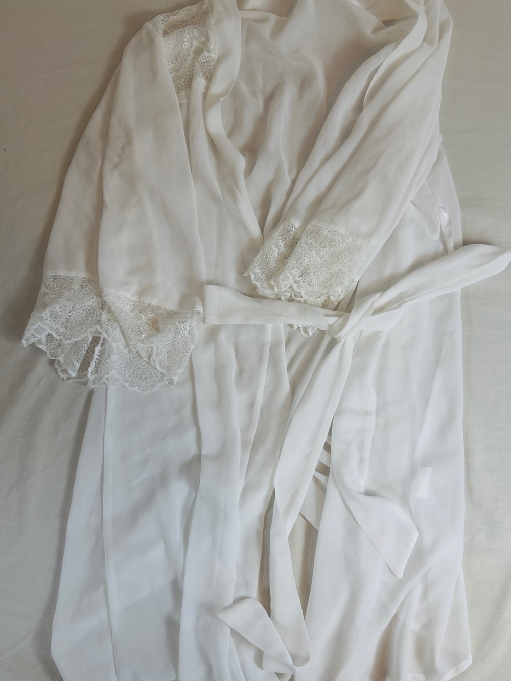 White Lace-Trim Sheer Robe - Women Intimates & Sleepwear